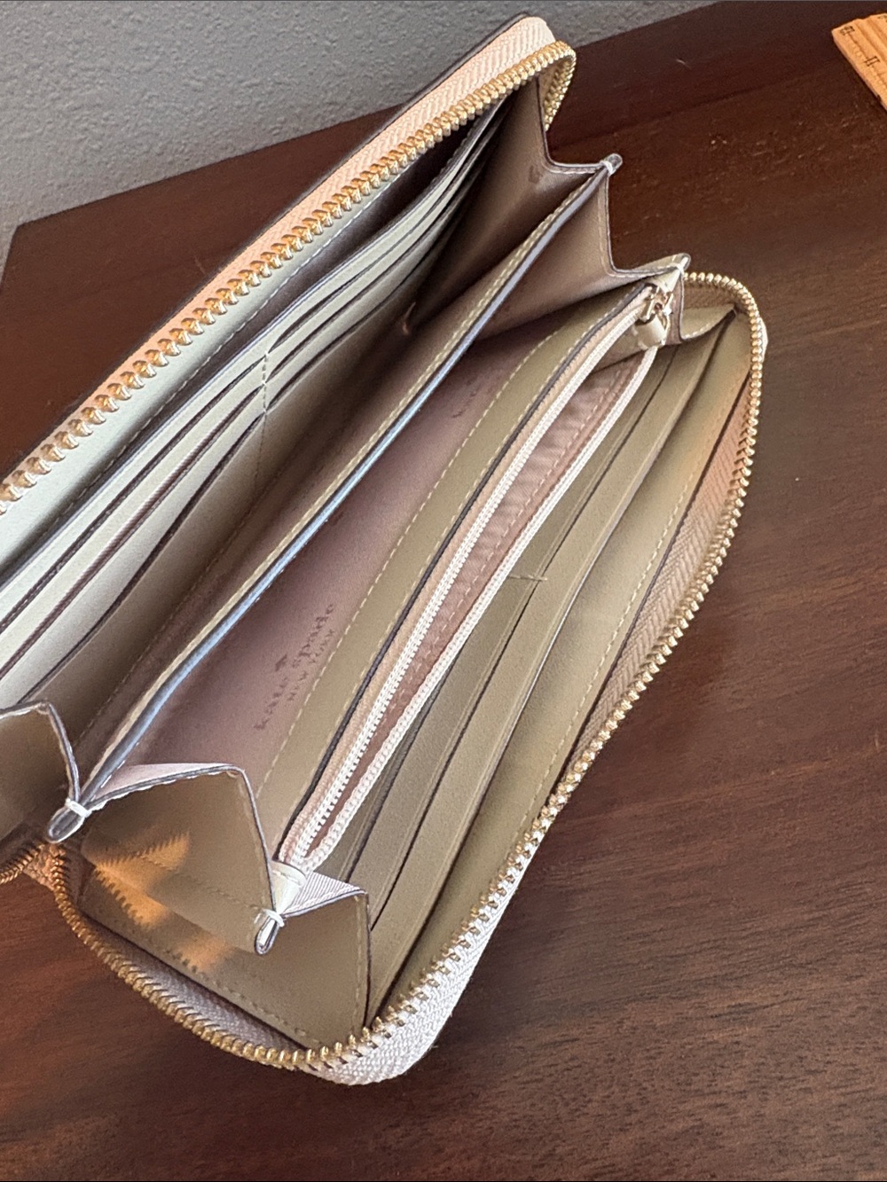 kate spade Cream and White Pebbled Leather Zip Wallet - Picture 14 of 17